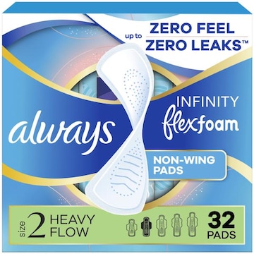Always Infinity With FlexFoam Pads, Size 2, Heavy, No Wings, 32 CT