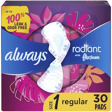 Always Radiant Pads, Size 1 Regular, 30 CT