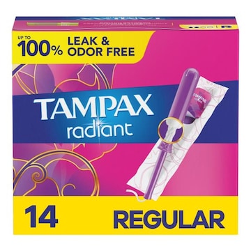 Tampax Radiant Tampons Regular Absorbency, 14 Count