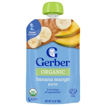 Gerber Organic Puree, Banana Mango, Sitter 2nd Foods