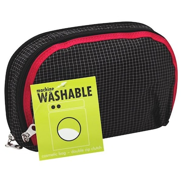 Modella Basics Cosmetic Bag, Double Zip Clutch