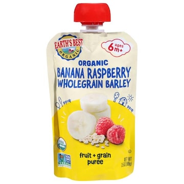 Earth's Best Organic Ages 6 m+ Organic Banana Raspberry Wholegrain Barley Fruit + Grain Puree