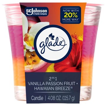 Glade 2in1 Jar Candle Air Freshener, Hawaiian Breeze & Vanilla Passion Fruit, 3.4 oz