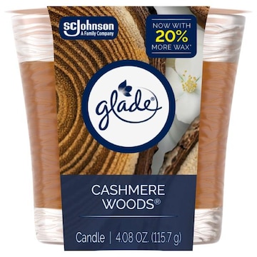 Glade Single Wick Candle, Cashmere Woods 4.08 oz, 1 Count