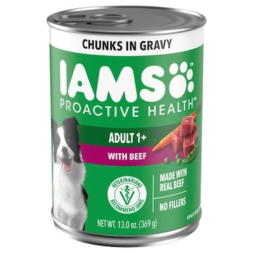 IAMS Proactive Health Dog Food, with Beef, Chunks in Gravy, Adult 1+