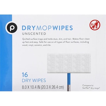 Publix Mop Wipes, Dry, Unscented