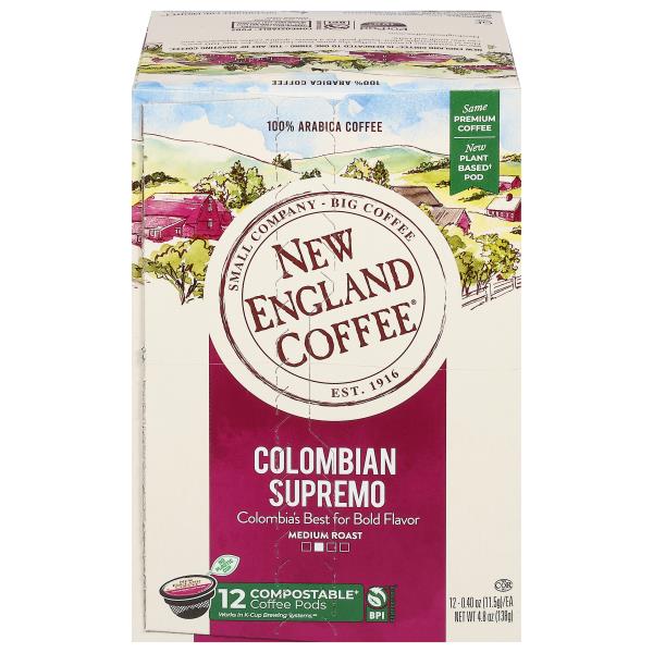 New England Coffee Keurig Hot Coffee, Medium Roasted, Colombian Supremo