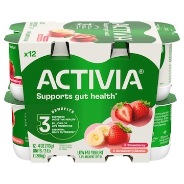 Activia Yogurt, Lowfat, Strawberry, Strawberry Banana