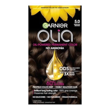 Garnier Olia Oil Powered Ammonia Free Permanent Hair Color 5.0 Medium Brown