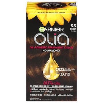 Olia Permanent Color, Oil-Powered, No Ammonia, Medium Golden Brown, 5.3