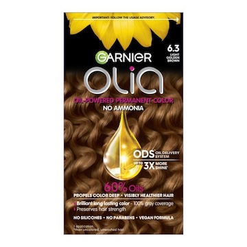 Garnier Olia Oil Powered Ammonia Free Permanent Hair Color 6.3 Light Golden Brown