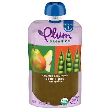 Plum Organics® Stage 2 Organic Baby Food Pear + Pea with Spinach 4oz Pouch