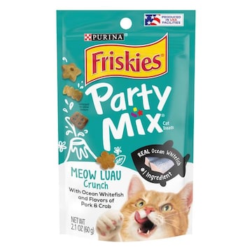Friskies Party Mix Made in USA Facilities Cat Treats, Party Mix Meow Luau Crunch