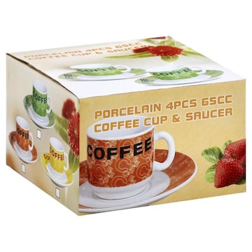 Daniel Coffee Cup & Saucer Set, Porcelain, 4 Pc