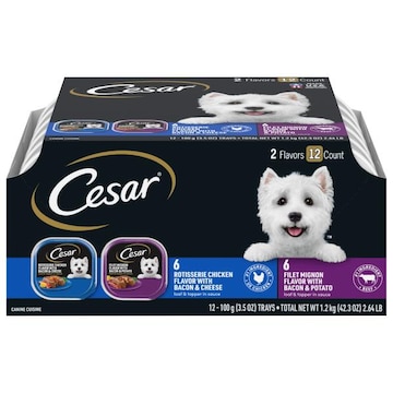Cesar Canine Cuisine, Rotisserie Chicken Flavor/Filet mignon Flavor, Loaf & Topper in Sauce