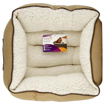 TrustyPup Dream Luxe Pet Bed, Bolstered, Tan, Medium Dogs