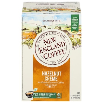 New England Coffee Coffee, 100% Arabica, Medium Roast, Hazelnut Creme, Pods