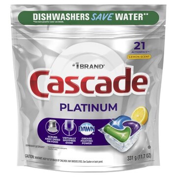 Cascade Platinum Dishwasher Detergent, Lemon Scent, Actionpacs