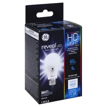 Ge Reveal Light Bulb, LED, HD+, 9 Watts