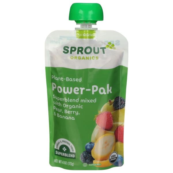 Sprout Organics Power Pak Baby Food, Pear with Superblend Berry Banana, Toddler, 12 Months & Up