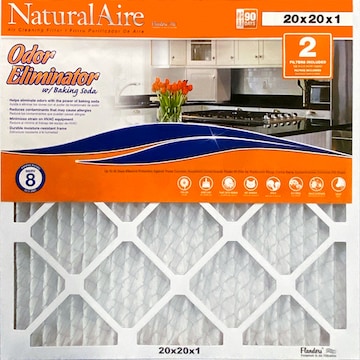 Natural Aire Air Cleaning Filter, Odor Eliminator with Baking Soda, 20 x 20 x 1