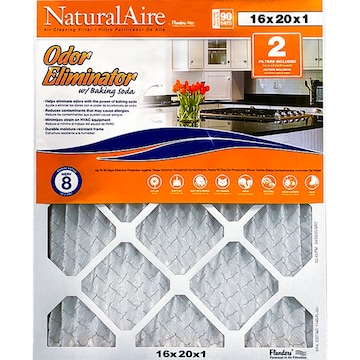 Natural Aire Air Cleaning Filter, Odor Eliminator with Baking Soda, 16 x 20 x 1