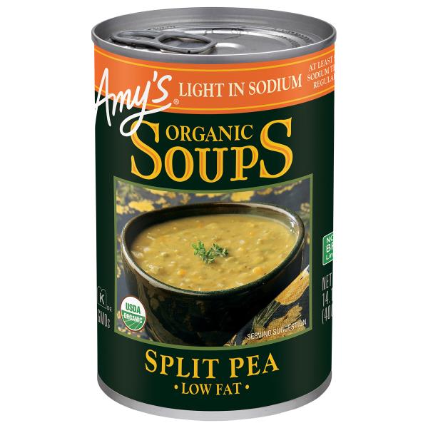 Amy's Organic Split Pea Soup, Light in Sodium, Low Fat, Gluten free, 14 ...