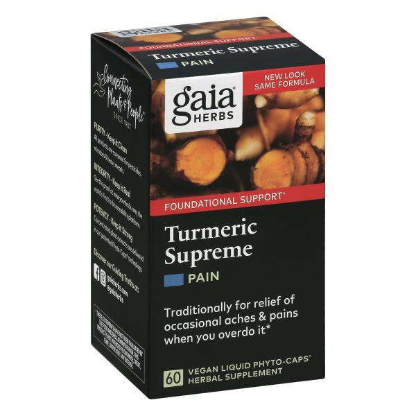 Gaia Herbs Turmeric Supreme, Pain, Vegan Liquid PhytoCaps Publix