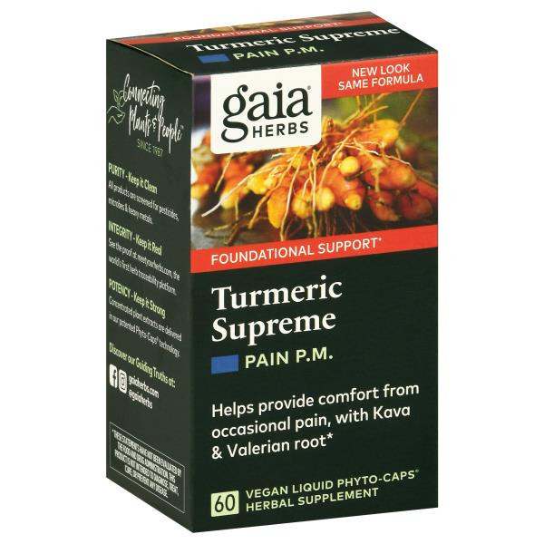 Gaia Herbs Turmeric Supreme, Pain PM, Vegan Liquid PhytoCaps Publix