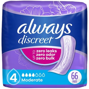 Always Pads, Moderate Absorbency, Regular Length,66 Count