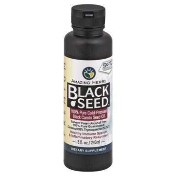 Amazing Herbs Black Seed Black Cumin Seed Oil, 100% Pure Cold-Pressed, Premium