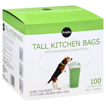 Publix Tall Kitchen Bags, with Drawstring Closure System, 13-Gallon