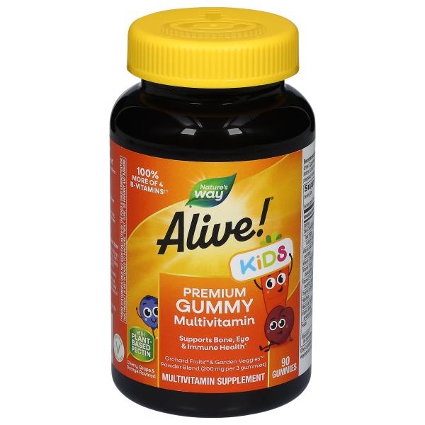 Nature's Way Alive! Multivitamin, Premium, Kids, Gummies, Cherry, Grape ...