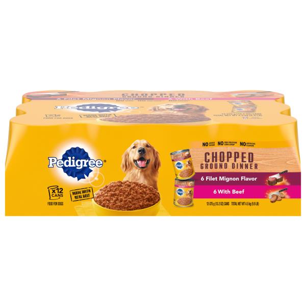 Pedigree Food for Dogs, Filet Mignon Flavor/with Beef, Chopped Ground
