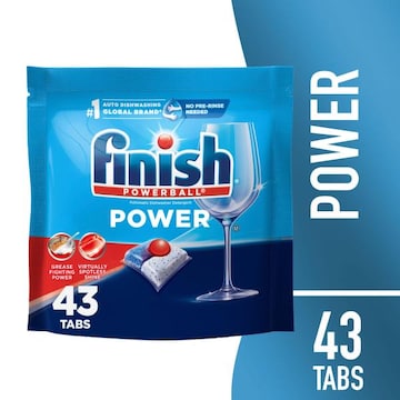 Finish Power Dishwasher Detergent, Premium Dishwashing Pods, 43 ct