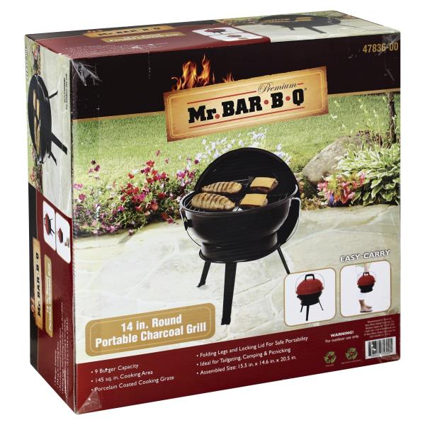 Mr Bar B Q Charcoal Grill, Portable, Round, 14 Inch | Publix Super Markets