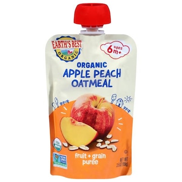 Earth's Best Organic Ages 6 m+ Organic Apple Peach Oatmeal Fruit + Grain Puree