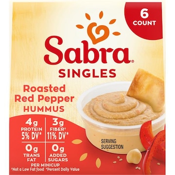 Sabra Hummus, Roasted Red Pepper, Singles