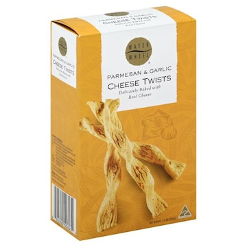 Waterwheel Cheese Twists, Parmesan & Garlic