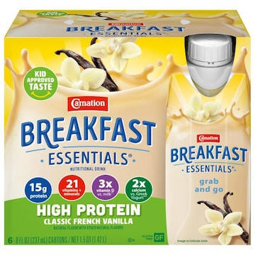 Carnation Breakfast Essentials Nutritional Drink, High Protein, Classic French Vanilla