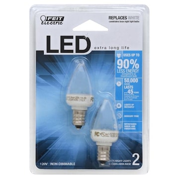 Feit Electric Light Bulbs, Night Light, LED, Candelabra Base
