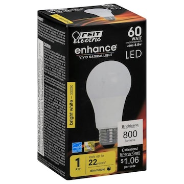 Feit Electric Enhance Light Bulb, LED, Bright White, 8.8 Watts