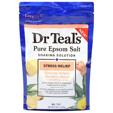 Dr Teal's Pure Epsom Salt, Ginseng, Ginger, Rhodiola Rosea, Stress Relief