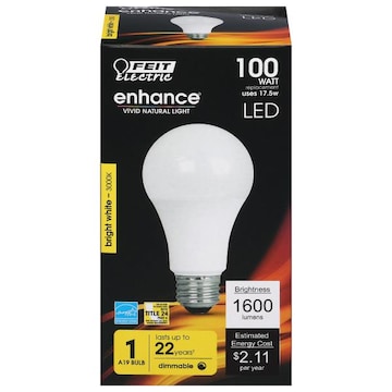 Feit Electric Enhance Light Bulb, LED, Bright White, 17.5 Watts
