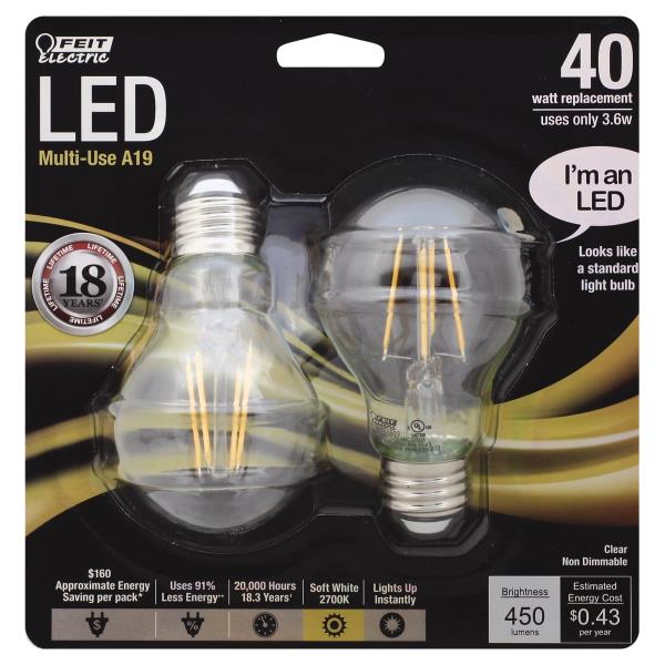 Feit Electric Light Bulbs, LED, Soft White, 3.6 Watts Publix Super