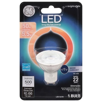 GE Light Bulb, Indoor Floodlight, LED GU10, Bright White, 5.5 Watts