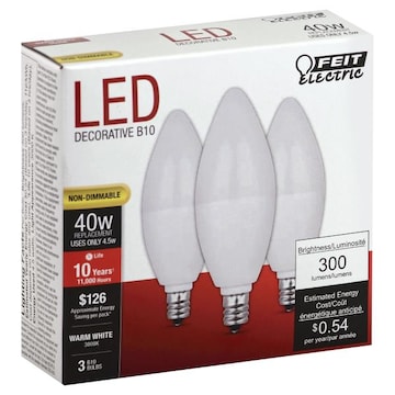 Feit Electric Light Bulbs, LED, Warm White, 4.5 Watts