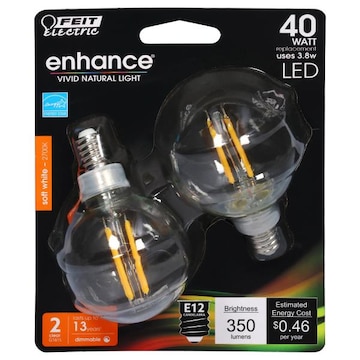 Feit Electric Enhance Bulbs, Clear,, Soft White, LED, 3.8 Watts
