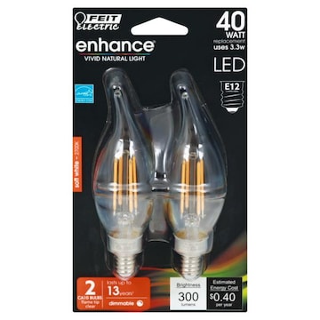 Feit Electric 4.5 Watt Led E12 Soft White Dimmable, Chandelier Light Bulbs 2pk