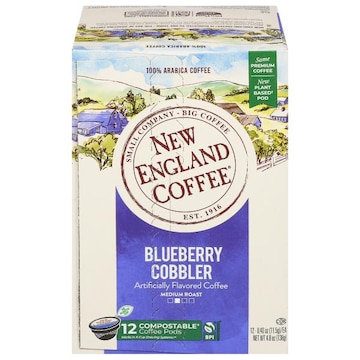 New England Coffee Coffee, 100% Arabica, Medium Roast, Blueberry Cobbler, Pods